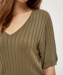 Desires Geisha Rib Shortsleeve Pullover - MERMAID GREEN Knits & Cardigans