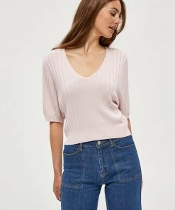 Desires Geisha Rib Shortsleeve Pullover - CRADLE PINK Knits & Cardigans