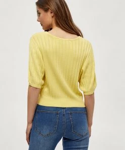 Desires Knits & Cardigans Geisha Rib Shortsleeve Pullover - YELLOW LEMON