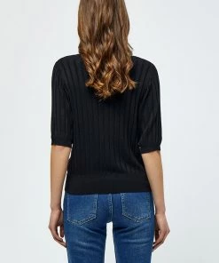 Desires Knits & Cardigans Geisha Rib Shortsleeve Pullover - BLACK