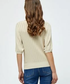 Desires Geisha Rib Shortsleeve Pullover - OYSTER GRAY