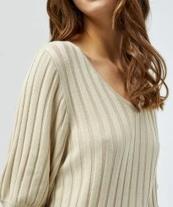 Desires Geisha Rib Shortsleeve Pullover - OYSTER GRAY