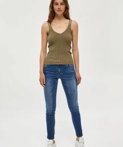 Desires Tops & T-shirts Geisha Rib Singlet - MERMAID GREEN