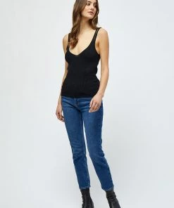 Desires Tops & T-shirts Geisha Rib Singlet - BLACK