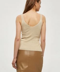 Desires Tops & T-shirts Geisha Rib Singlet - OYSTER GRAY