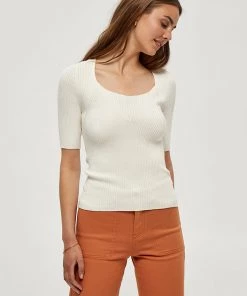 Desires Geisha Rib Tee - GARDENIA Tops & T-shirts