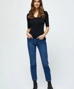 Desires Tops & T-shirts Geisha Rib Tee - BLACK