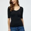 Desires Tops & T-shirts Geisha Rib Tee - BLACK