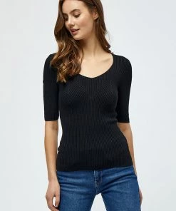 Desires Tops & T-shirts Geisha Rib Tee - BLACK