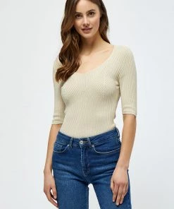 Desires Geisha Rib Tee - OYSTER GRAY Tops & T-shirts