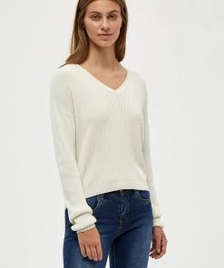 Desires Knits & Cardigans Geisha Rib V-Pullover - GARDENIA