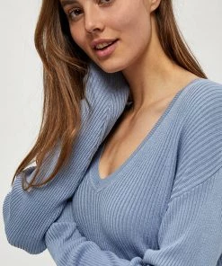 Desires Knits & Cardigans Geisha Rib V-Pullover - FOREVER BLUE