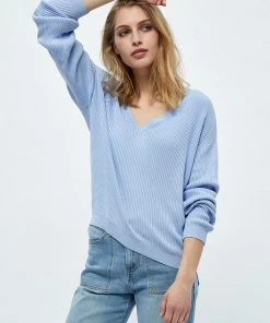Desires Geisha Rib V-Pullover - Serenity Blue Knits & Cardigans