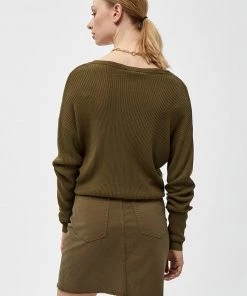 Desires Geisha Rib V-Pullover - MILITARY OLIVE Knits & Cardigans