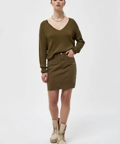 Desires Geisha Rib V-Pullover - MILITARY OLIVE Knits & Cardigans