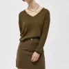 Desires Geisha Rib V-Pullover - MILITARY OLIVE Knits & Cardigans