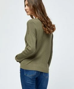 Desires Geisha Rib V-Pullover - MERMAID GREEN Knits & Cardigans