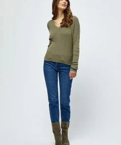 Desires Geisha Rib V-Pullover - MERMAID GREEN Knits & Cardigans