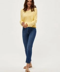 Desires Knits & Cardigans Geisha Rib V-Pullover - PALE YELLOW