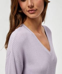 Desires Knits & Cardigans Geisha Rib V-Pullover - PAS. LILAC