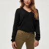 Desires Geisha Rib V-Pullover - BLACK Knits & Cardigans
