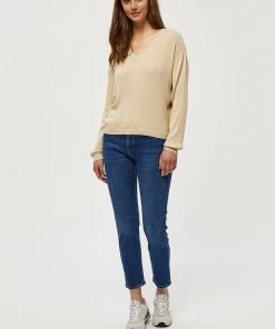 Desires Knits & Cardigans Geisha Rib V-Pullover - OYSTER GRAY