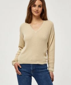 Desires Knits & Cardigans Geisha Rib V-Pullover - OYSTER GRAY