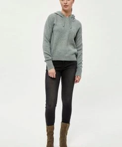 Desires Knits & Cardigans Genia Hood Pullover - SLATE BLUE MELANGE
