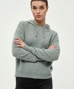 Desires Knits & Cardigans Genia Hood Pullover - SLATE BLUE MELANGE