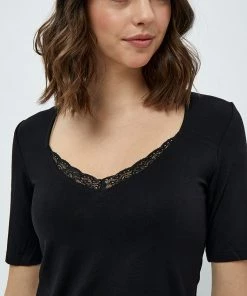 Desires Giselle Lace Tee - BLACK