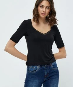 Desires Giselle Lace Tee - BLACK