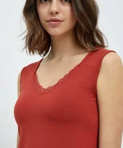 Desires Giselle Lace Top - Burnt Red New In