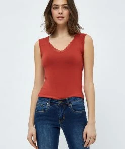 Desires Giselle Lace Top - Burnt Red New In