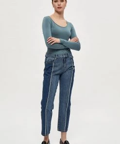 Desires Blouses & Shirts Giselle Long Sleeve Slim Tee - TROOPER BLUE