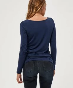 Desires Giselle Long Sleeve Slim Tee - DRESS BLUE