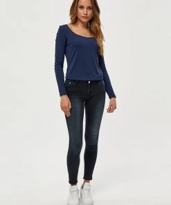 Desires Giselle Long Sleeve Slim Tee - DRESS BLUE