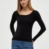 Desires Blouses & Shirts Giselle Long Sleeve Slim Tee - BLACK