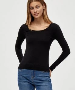 Desires Blouses & Shirts Giselle Long Sleeve Slim Tee - BLACK