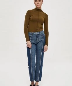 Desires Giselle Long Sleeve Tee - MILITARY OLIVE Blouses & Shirts