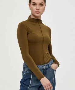 Desires Giselle Long Sleeve Tee - MILITARY OLIVE Blouses & Shirts