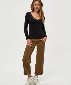 Desires Giselle V-neck Lace Tee - BLACK Blouses & Shirts