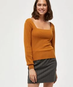 Desires Gry Squared Neck Pullover - BUCKTHORN BROWN Blouses & Shirts