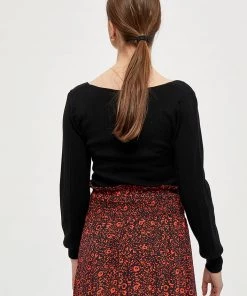 Desires Gry Squared Neck Pullover - BLACK