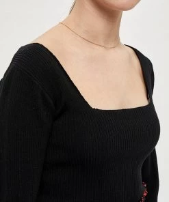 Desires Gry Squared Neck Pullover - BLACK