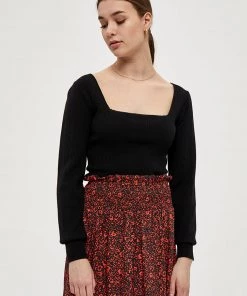 Desires Gry Squared Neck Pullover - BLACK