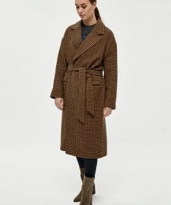 Desires Gyda Wool Coat - RUBBER BROWN PR