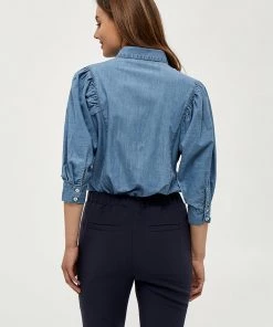 Desires Hala Shirt - MID BLUE DENIM