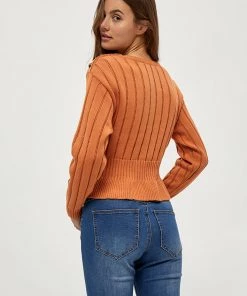 Desires Halia Peplum Pullover - Caramel Brown Knits & Cardigans