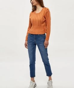 Desires Halia Peplum Pullover - Caramel Brown Knits & Cardigans