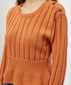Desires Halia Peplum Pullover - Caramel Brown Knits & Cardigans